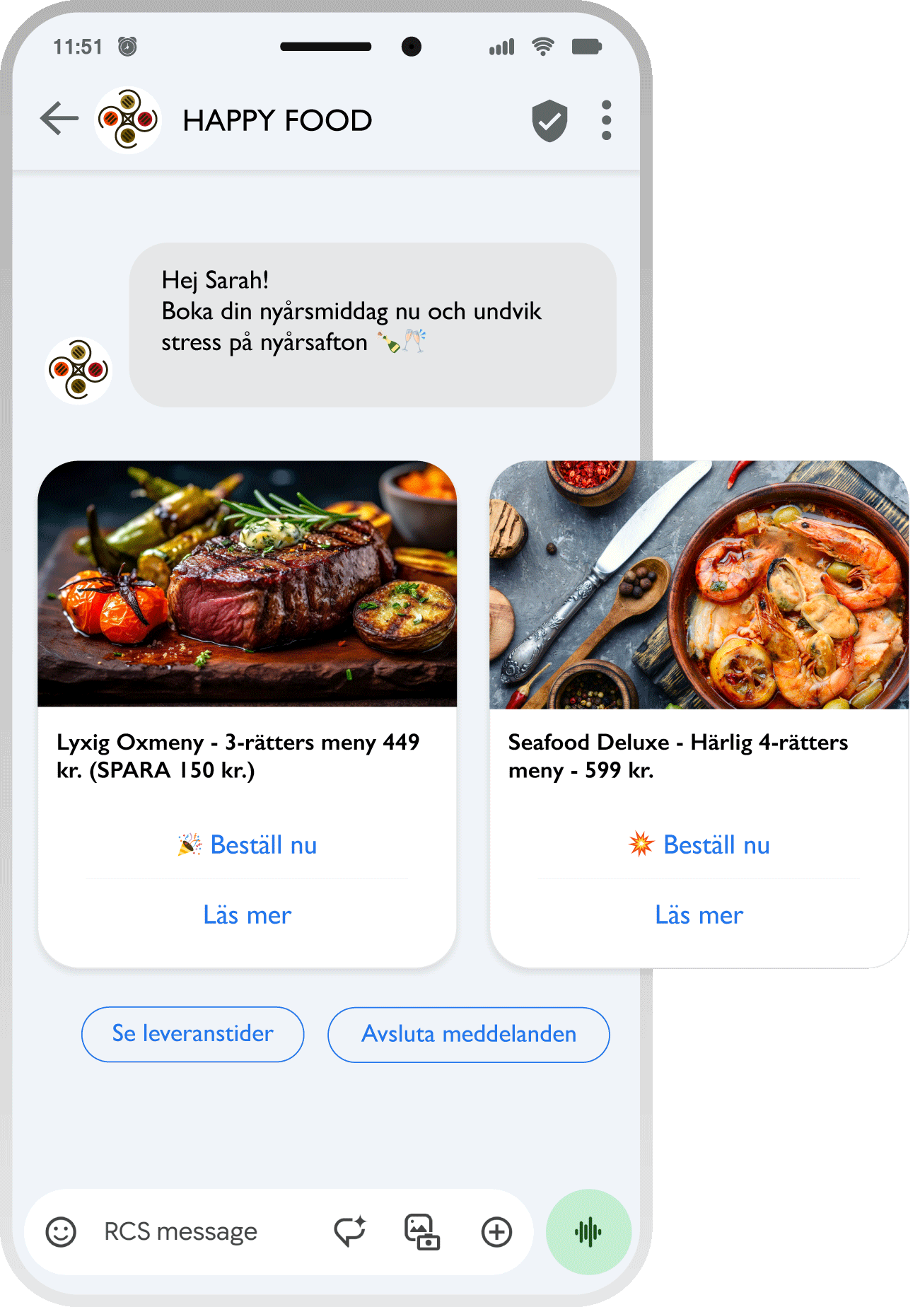 Skicka RCS Rich-meddelanden med slideshow och annat media